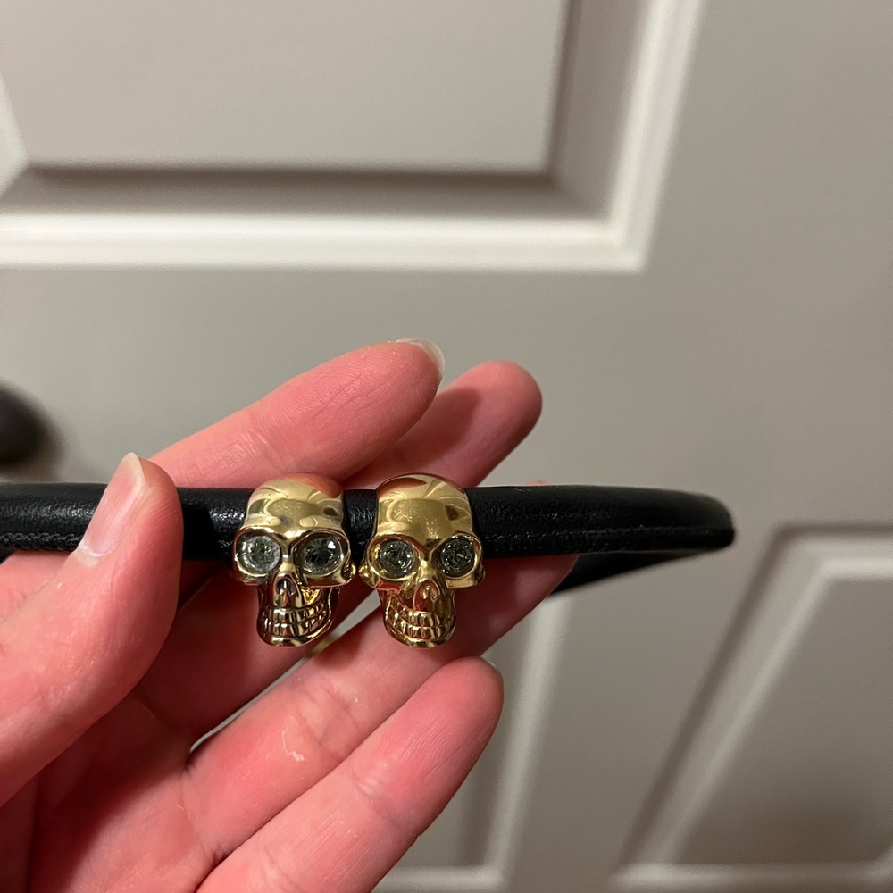 Alexander McQueen Black and Gold Skull leather Necklace / bracelet